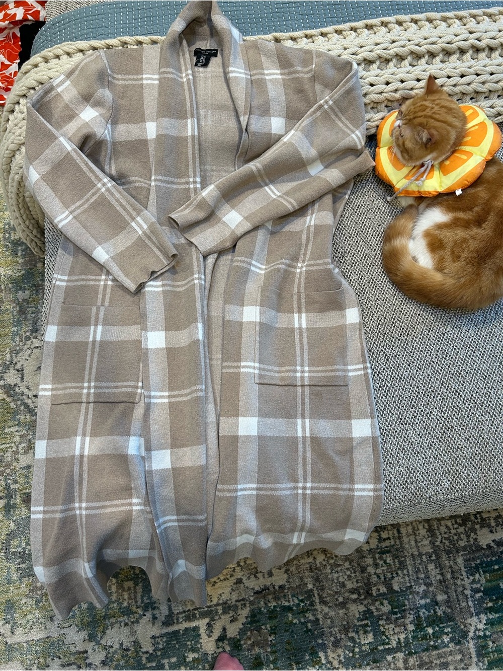 Cozy Taupe Plaid Knit Robe